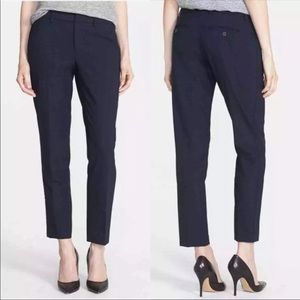 Vince Pants Navy Blue Strapping Wool Blend Ankle